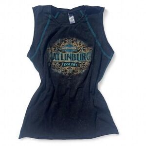 Harley Davidson Dark GrayTank Top With Blue Stitching Size XL Tennessee